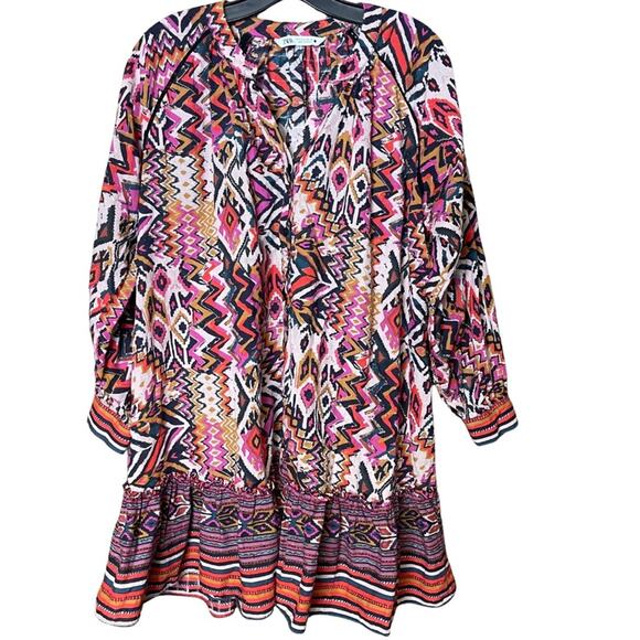 Zara dress bohemian tribal lightweight flowy comfortable button front size small - Picture 1 of 4